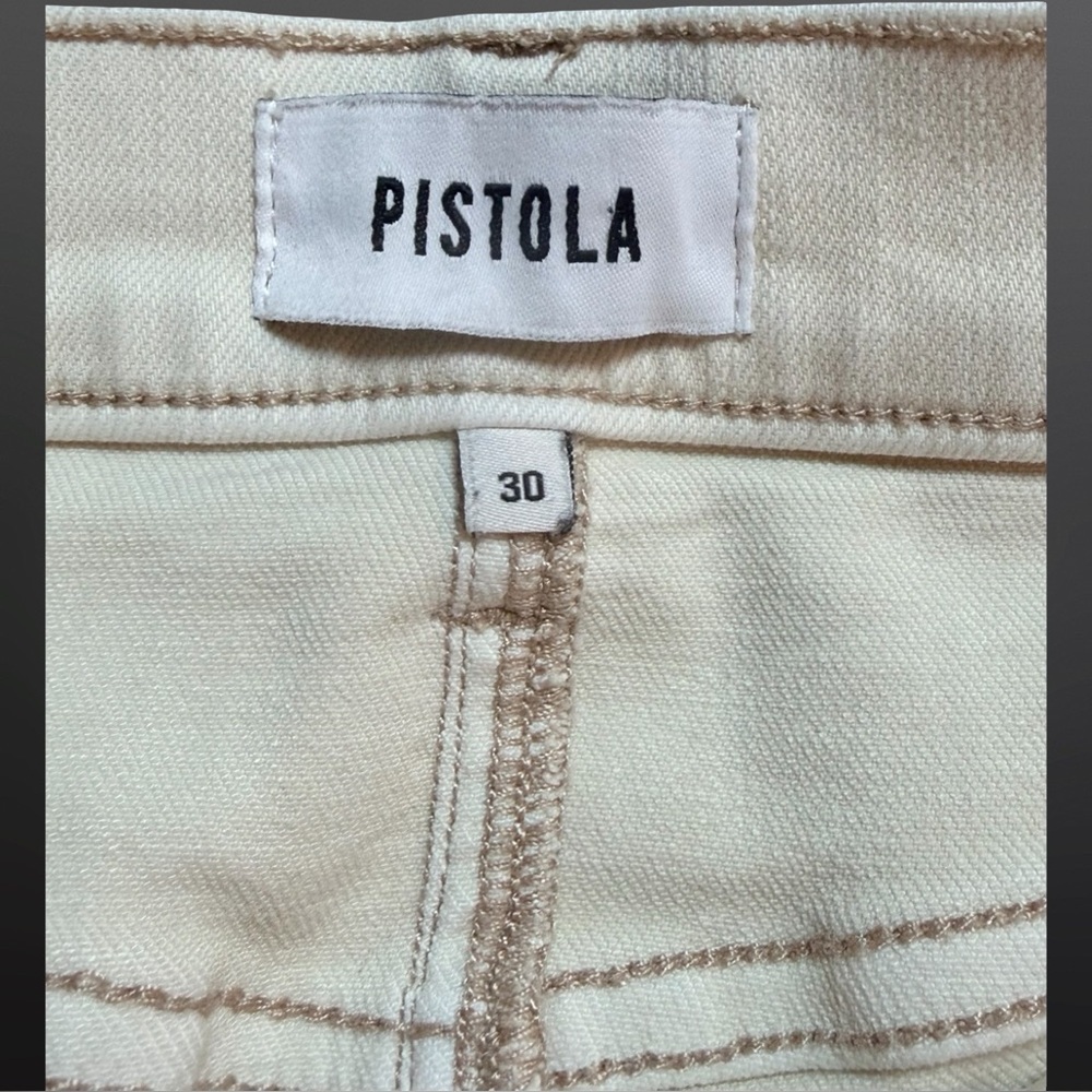 Pistola  (Anthropologie) Lennon High Rise Bootcut Crop Jeans Cream Sandstone 30 - Picture 12 of 16